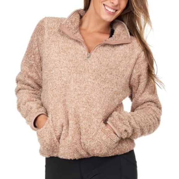 Mia & Tess Tops - Mia and Tess Cheetah Print Sherpa Pullover Sweatshirt Jacket Pink